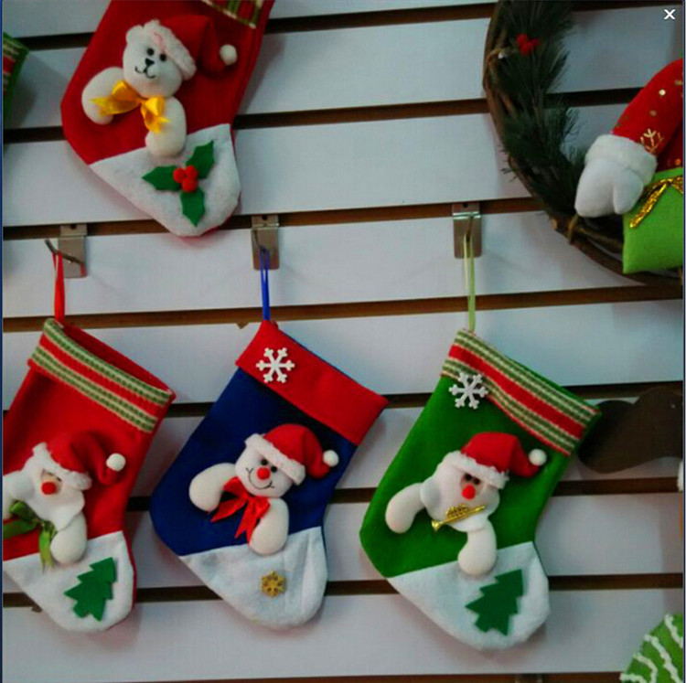 圣誕節裝飾禮品 26cm圣誕襪 雪人老人襪 小圣誕絨布襪 圣誕糖果襪