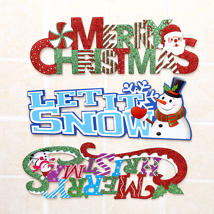 圣誕節 英文字母牌 圣誕老人雪人字母掛牌 酒店商場櫥窗裝飾用品