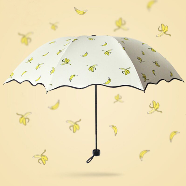 雨傘折疊香蕉黑膠折疊太陽傘防曬防紫外線遮陽傘晴雨兩用三折雨傘