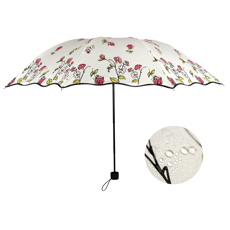 時尚玫瑰傘女式黑膠傘防曬傘太陽傘防紫外線遮陽傘晴雨傘