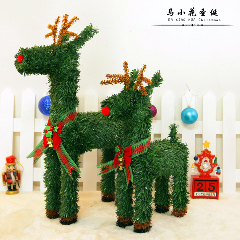 聖誕節裝飾品 聖誕麋鹿 聖誕草編鹿 聖誕馴鹿 櫥窗商場場景擺件